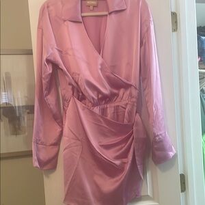Show me your mumu Pink Satin Wrap Dress